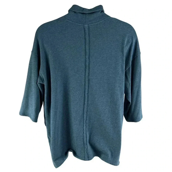 J Jill PURE JILL Womens M RELAXED Fit 3/4 Sleeve Blue PONCHO Tunic Cowl Neck - Picture 3 of 16